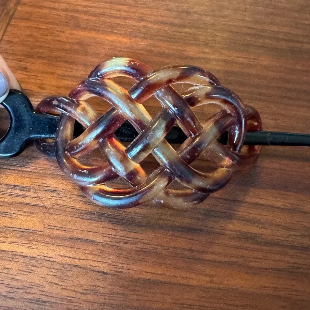 Vintage Set of Three Hair Accessories in Orange, Brown, and Blue - Picture 4 of 5